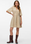 Vero Moda Melaney Button Short Dress, Beige