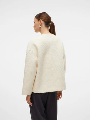 Aware by Vero Moda Button Up Textured Jacket, Cream