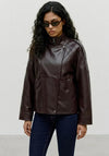 Vero Moda Callie Croc Faux Leather Jacket, Brown
