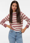 Vero Moda Doffy Knit Striped Jumper, Pink and Cream
