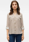 Vero Moda Bumpy Striped Shirt, Brown Lentil