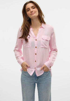 Vero Moda Bumpy Pocket Detail Shirt, Pink