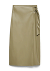 Vero Moda Polly Faux Leather Wrap Midi Skirt, Green