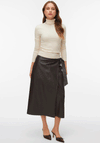 Vero Moda Polly Faux Leather Wrap Midi Skirt, Brown