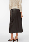 Vero Moda Polly Faux Leather Wrap Midi Skirt, Brown