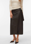 Vero Moda Polly Faux Leather Wrap Midi Skirt, Brown