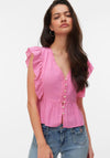 Vero Moda Vido Frill Denim Top, Pink