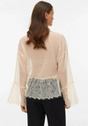 Vero Moda Emilie Sheer Lace V Neck Top, Cream