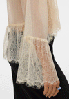 Vero Moda Emilie Sheer Lace V Neck Top, Cream
