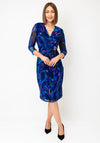 Via Veneto Mesh Diamante Buckle Dress, Blue Multi