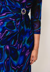 Via Veneto Mesh Diamante Buckle Dress, Blue Multi