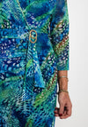 Via Veneto Peacock Inspired Mesh Midi Dress, Green