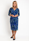 Via Veneto Print Mesh Midi Dress, Royal Blue Multi