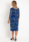 Via Veneto Print Mesh Midi Dress, Royal Blue Multi