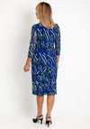 Via Veneto Print Mesh Midi Dress, Royal Blue Multi
