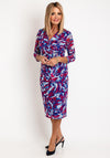 Via Veneto Print Mesh Midi Dress, Blue & Red