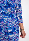 Via Veneto Swirl Print Mesh Midi Dress, Cornflower