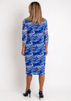 Via Veneto Swirl Print Mesh Midi Dress, Cornflower