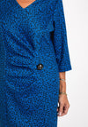 Via Veneto Ditsy Leopard Print Pencil Midi Dress, Royal Blue