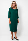 Via Veneto Liberty Embellished Neck Shift Dress, Forest Green