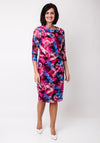 Via Veneto Ruched Printed Pencil Dress, Pink