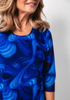 Via Veneto Abstract Print Dress and Bolero Set, Blue