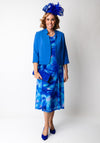 Via Veneto Abstract Print Dress and Bolero Set, Blue