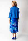 Via Veneto Abstract Print Dress and Bolero Set, Blue