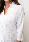 Via Veneto Leaf Embroidery Print Button Up Jacket, White