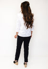 Via Veneto Leaf Embroidery Print Button Up Jacket, White
