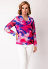 Via Veneto Marble Print Cowl Neck Top, Pink and Purple