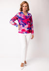 Via Veneto Marble Print Cowl Neck Top, Pink and Purple