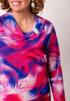 Via Veneto Marble Print Cowl Neck Top, Pink and Purple