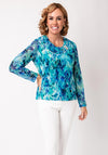 Via Veneto Polka Dot Cowl Neck Top, Green Multi
