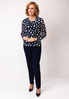 Via Veneto Polka Dot Cowl Neck Top, Blue Multi
