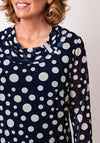 Via Veneto Polka Dot Cowl Neck Top, Blue Multi