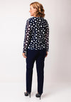 Via Veneto Polka Dot Cowl Neck Top, Blue Multi