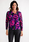 Via Veneto Cowl Neck Mesh Top, Pink Multi