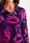 Via Veneto Cowl Neck Mesh Top, Pink Multi