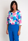 Via Veneto V-Neck Spotted Blouse, Cornflower