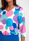 Via Veneto V-Neck Spotted Blouse, Cornflower