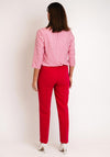 Via Veneto V-Neck Spotty Frilled Blouse, Crimson