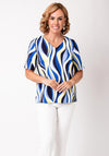 Via Veneto Abstract Print Blouse, Blue Multi