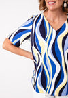 Via Veneto Abstract Print Blouse, Blue Multi