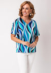 Via Veneto Abstract Print Blouse, Teal Multi