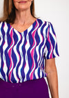Via Veneto V-Neck Zebra Print Top, Purple