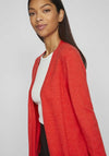 Vila Ril Long Open Knit Cardigan, Poppy Red