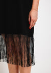 Vila Macia Fringe Trim T-Shirt Dress, Black