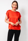 Vila Ellette Satin Front T Shirt, Red