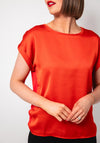 Vila Ellette Satin Front T Shirt, Red
